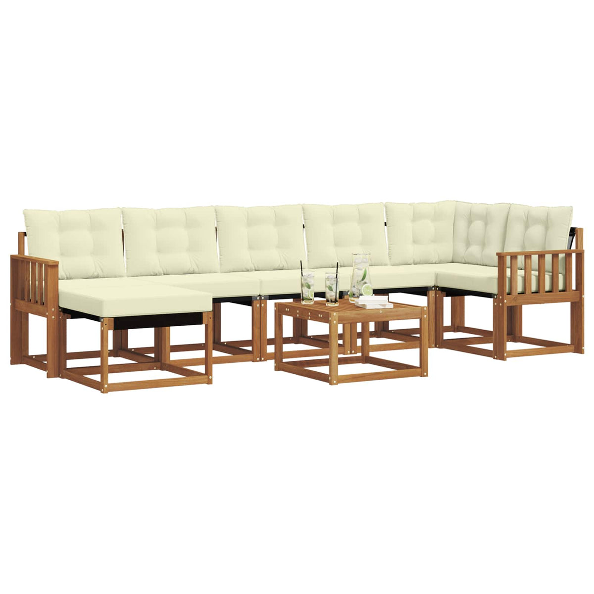 Set vanjskih sofa 8 kom. Prirodna i krem