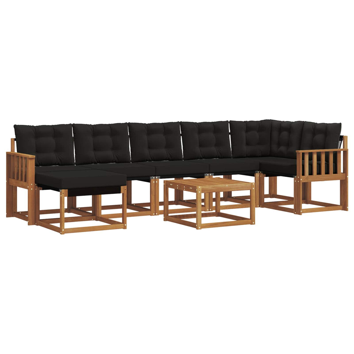 Set vanjskih sofa s jastukom 8 pcs Prirodna i crna