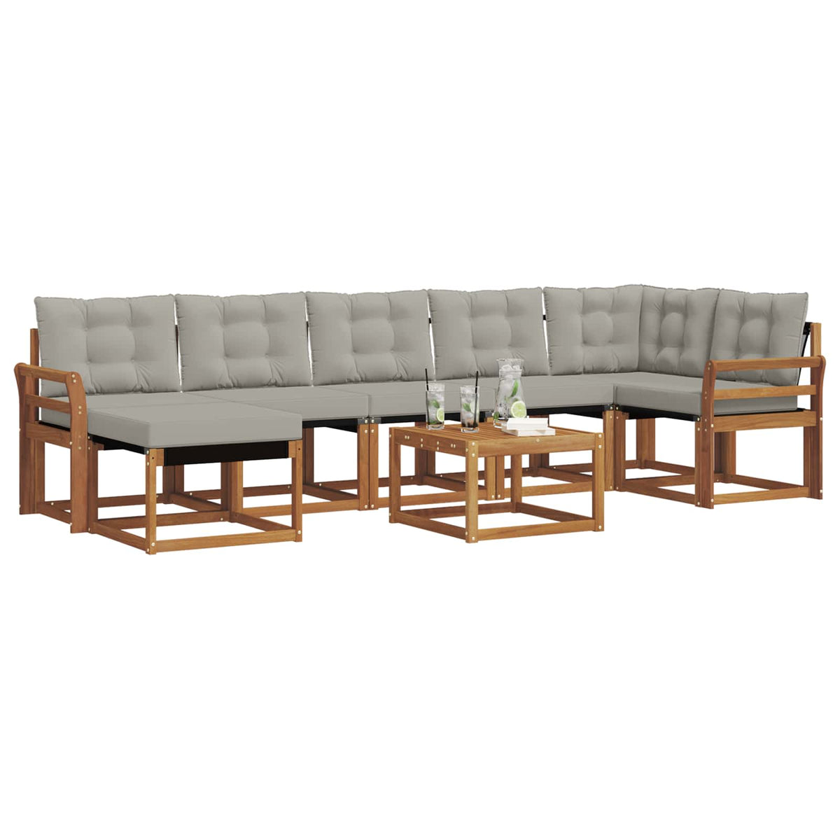 Set vanjskih sofa 8 kom. Prirodna i svijetlo siva