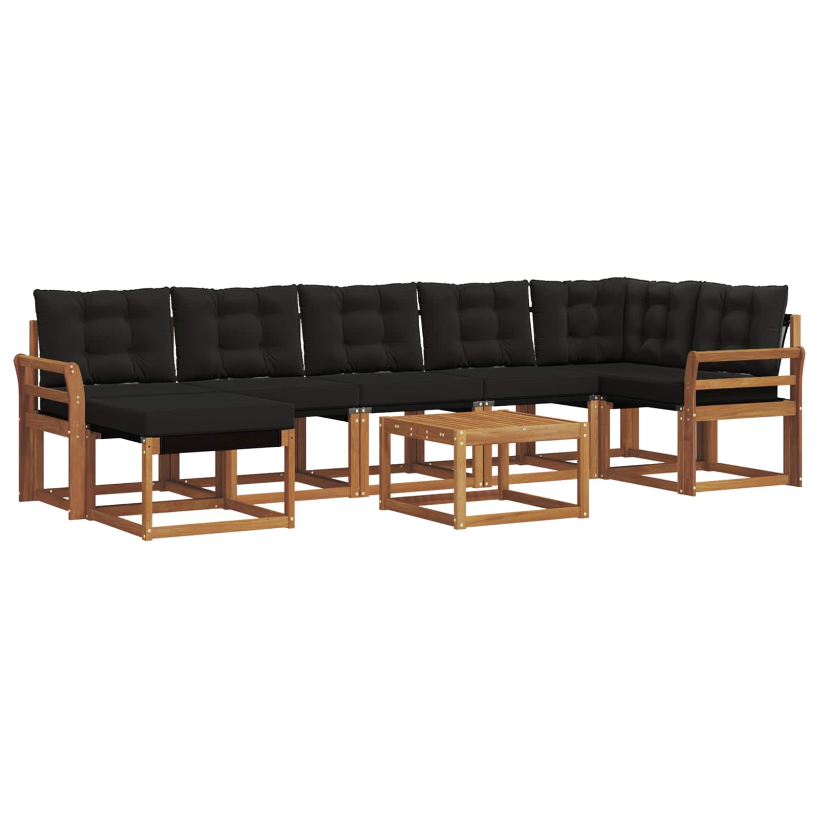 Set vanjskih sofa s jastukom 8 pcs Prirodna i crna