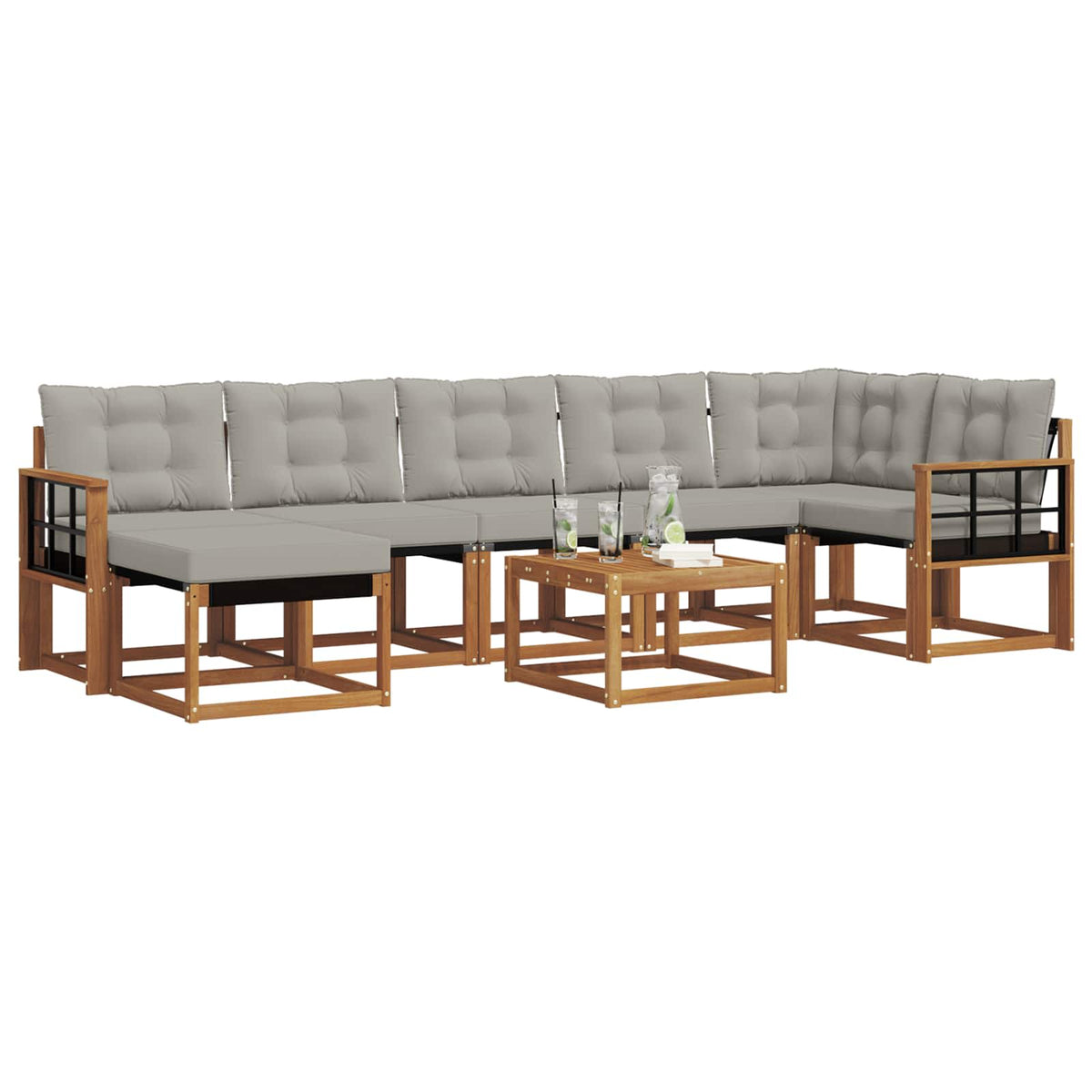 Set vanjskih sofa 8 kom. Prirodna i svijetlo siva