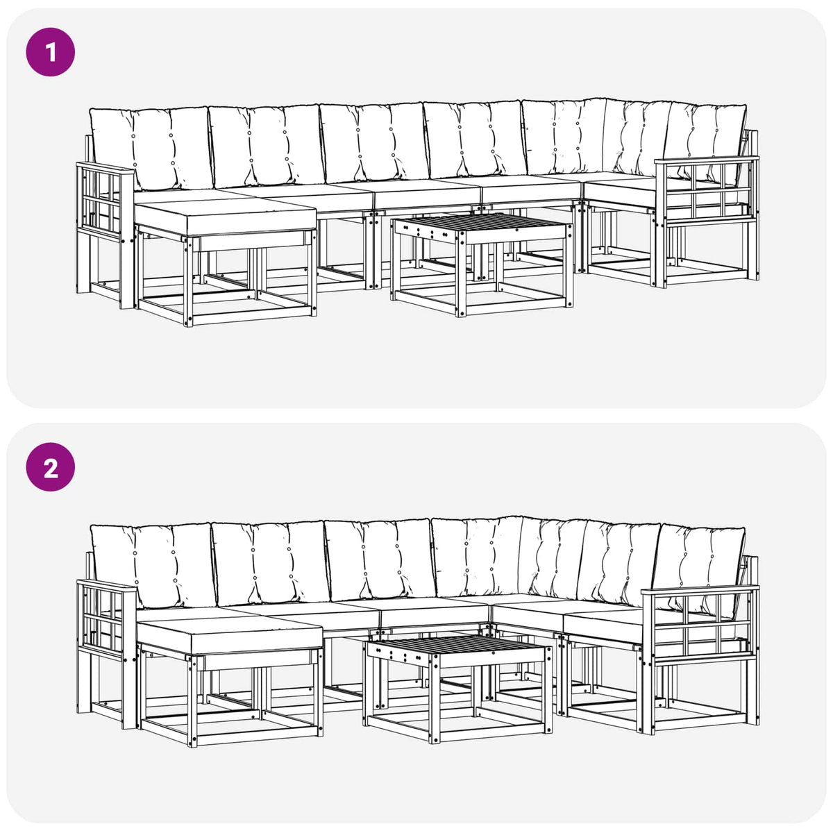 Set vanjskih sofa 8 kom. Prirodna i svijetlo siva