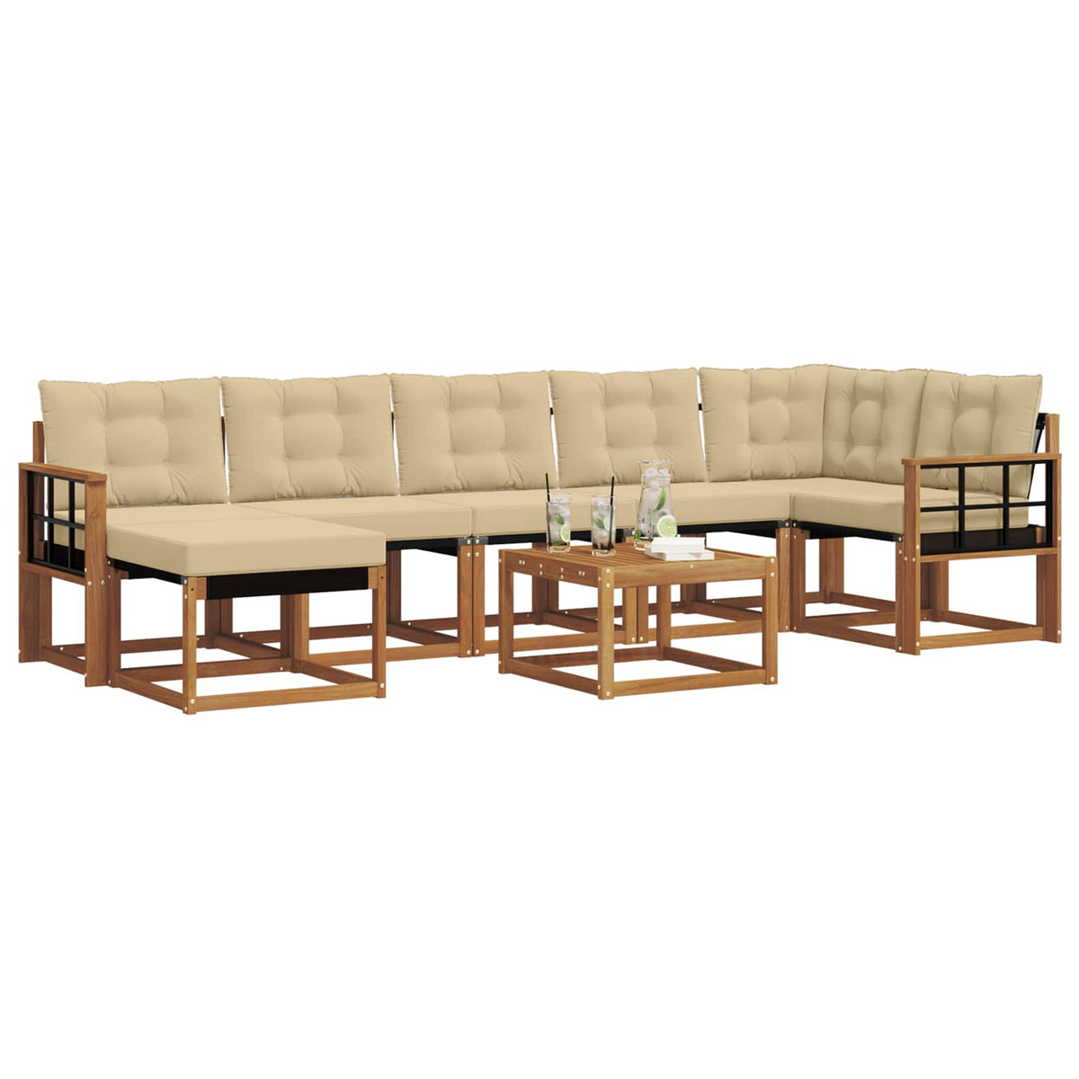 Set vanjskih sofa 8 kom. Prirodna i bež