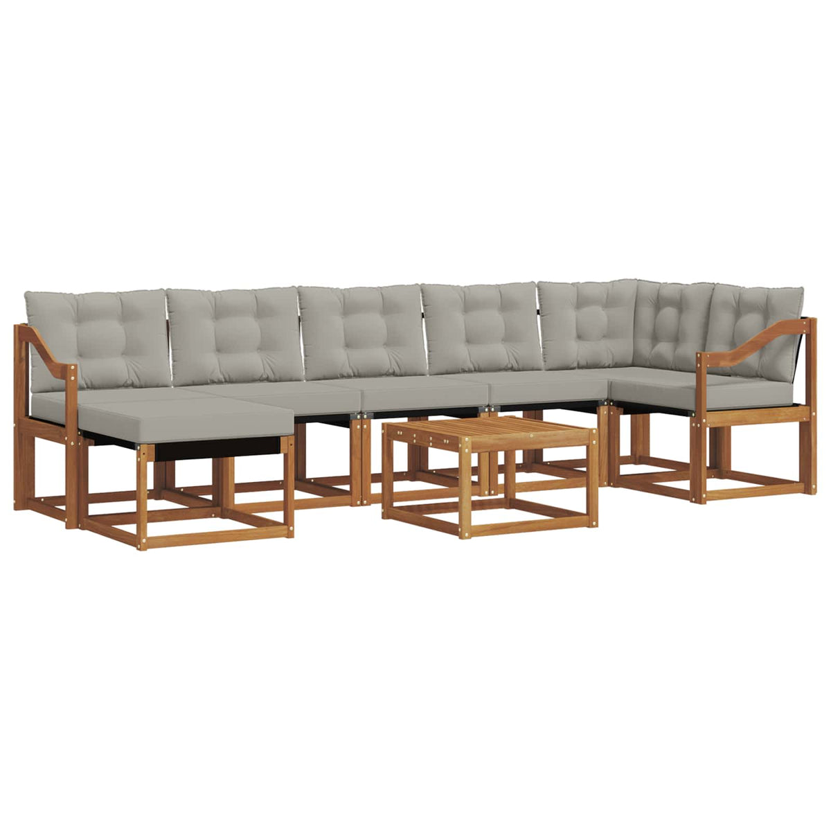 Set vanjskih sofa 8 kom. Prirodna i svijetlo siva