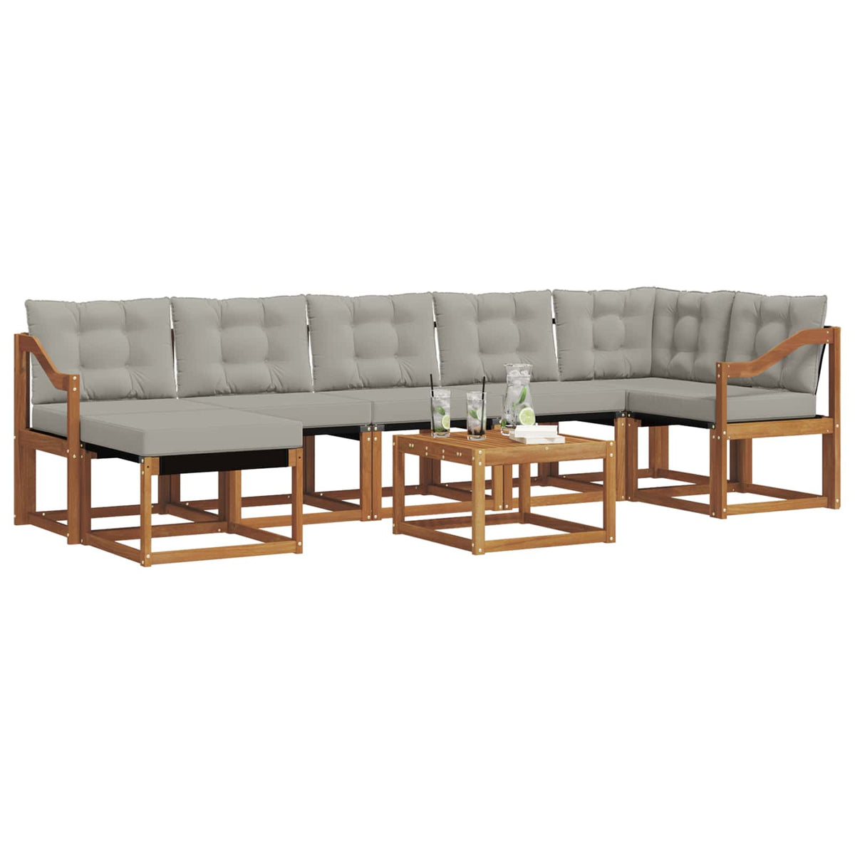 Set vanjskih sofa 8 kom. Prirodna i svijetlo siva