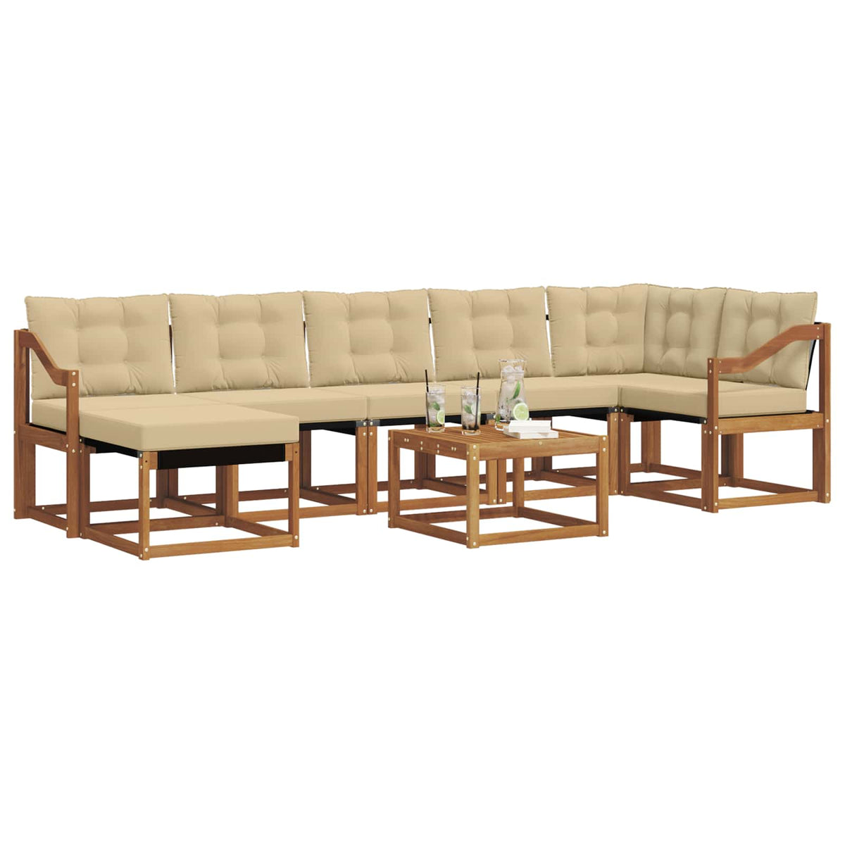 Set vanjskih sofa 8 kom. Prirodna i bež