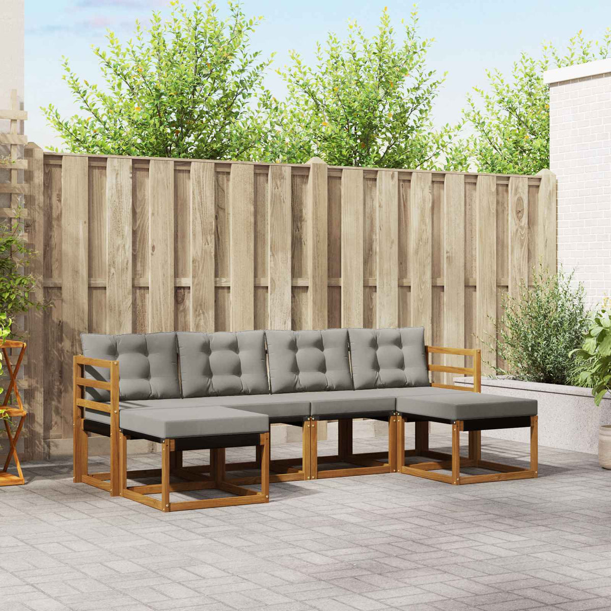 Set vanjskih sofa 6 kom. Prirodna i svijetlo siva