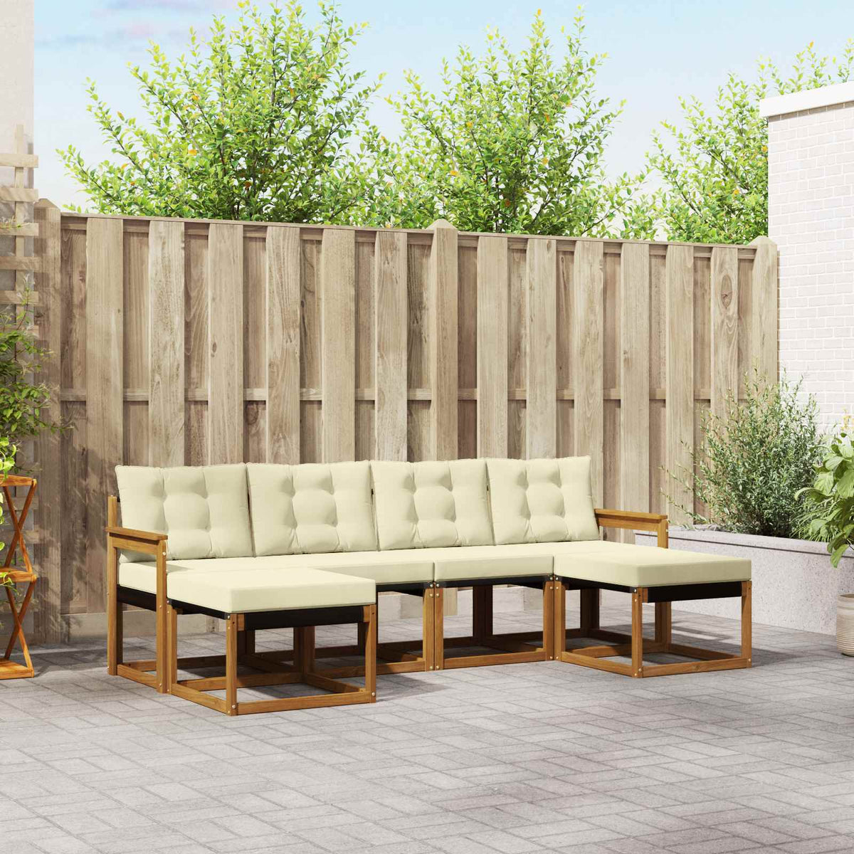 Set vanjskih sofa 6 kom. Prirodna i krem