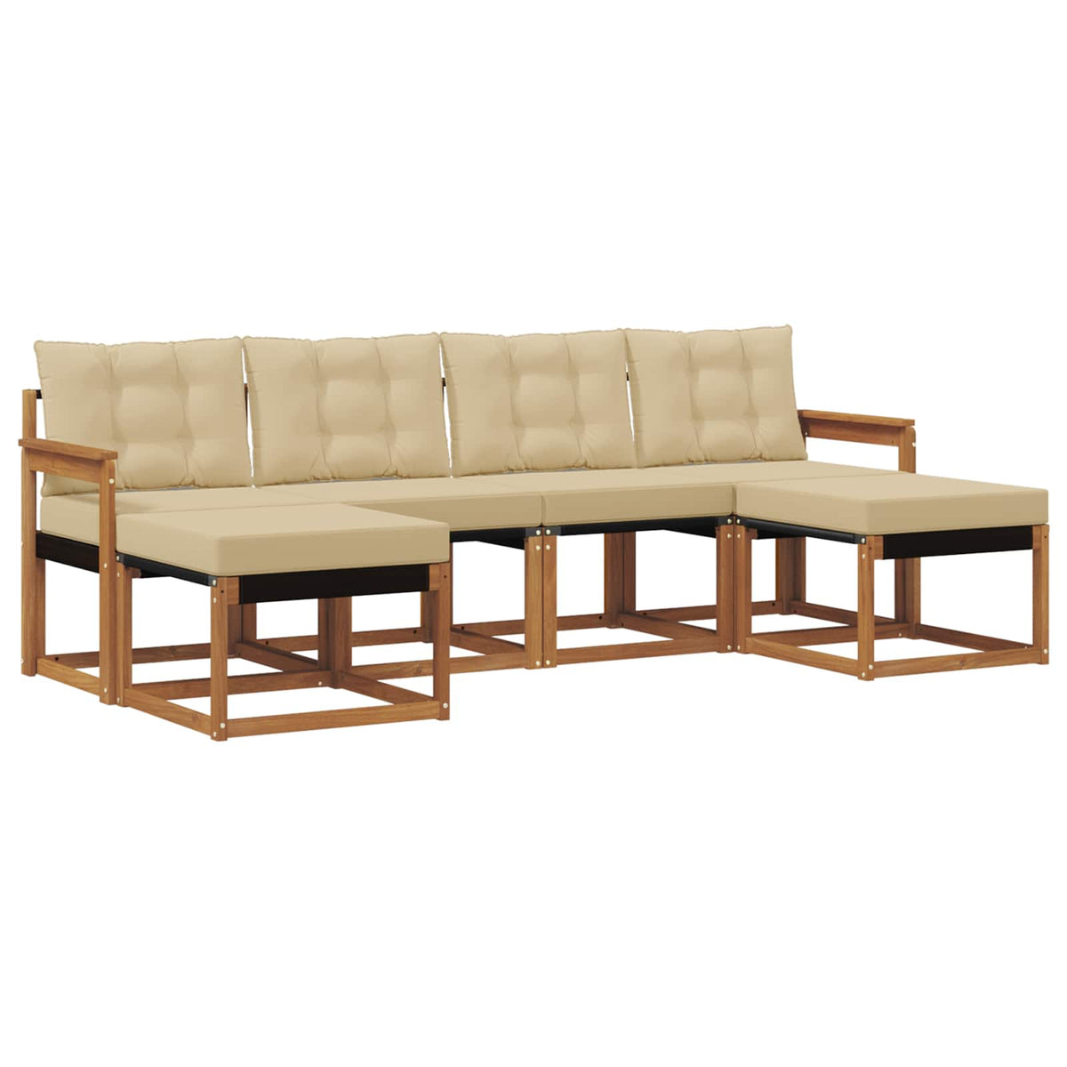 Set vanjskih sofa 6 kom. Prirodna i bež Smeđa 249 x 122,5 x 73 cm