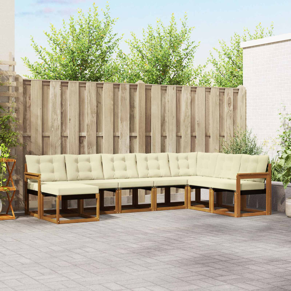 Set vanjskih sofa 8 kom. Prirodna i krem