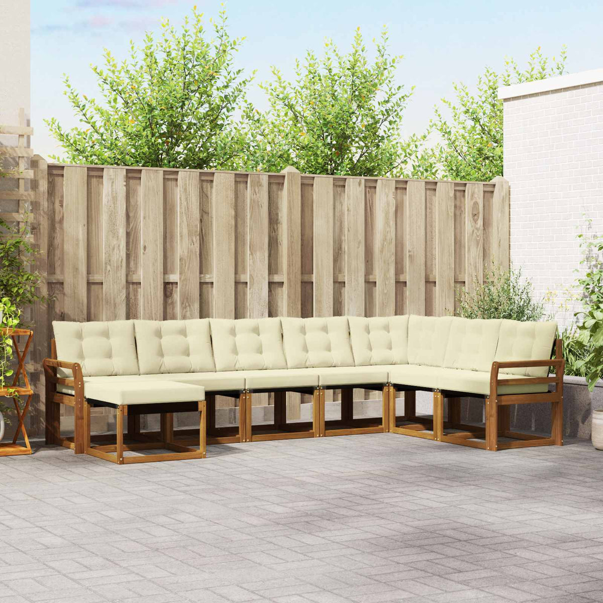 Set vanjskih sofa s jastukom 8 pcs Prirodna i krem