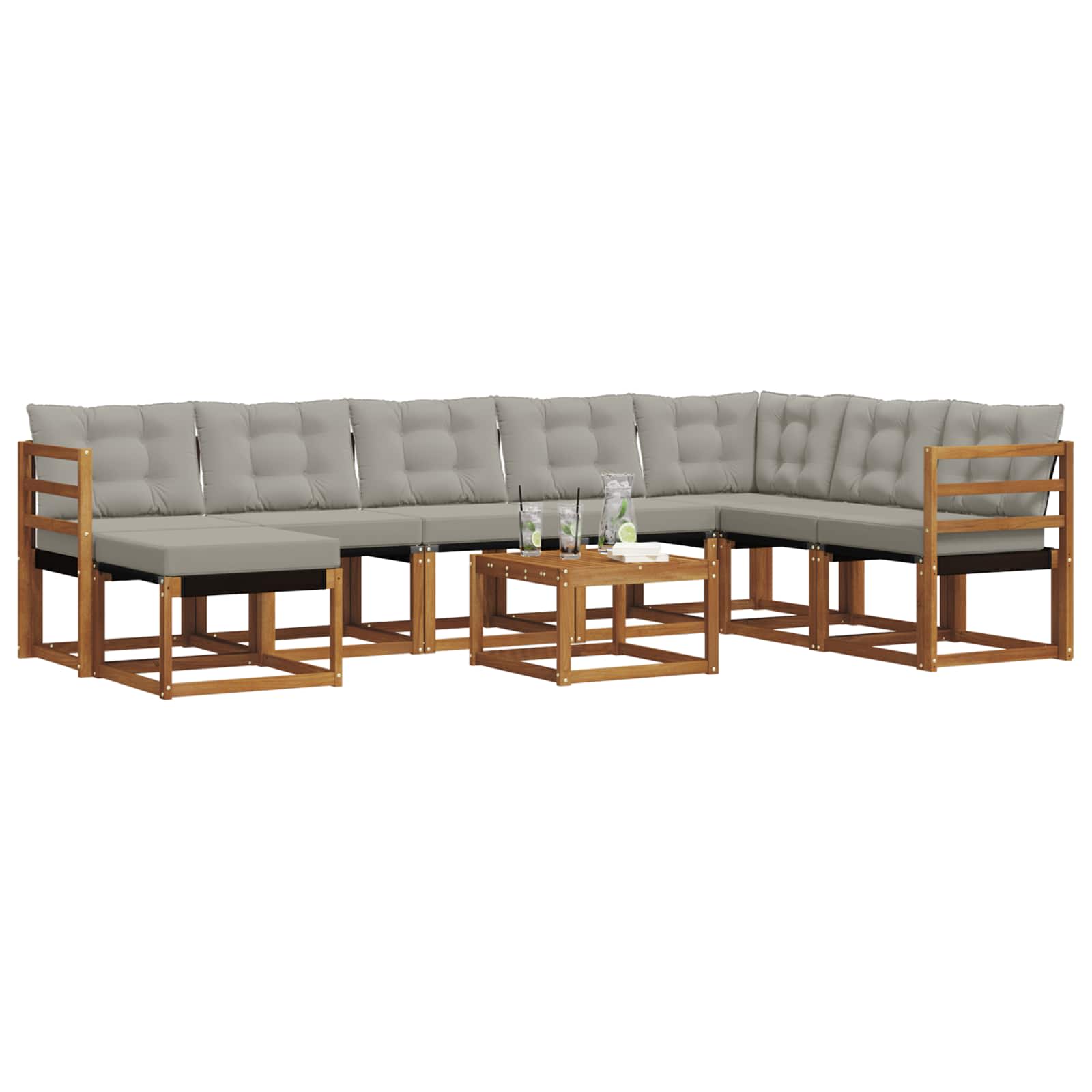 Set vanjskih sofa 9 kom. Prirodna i svjetlosiva