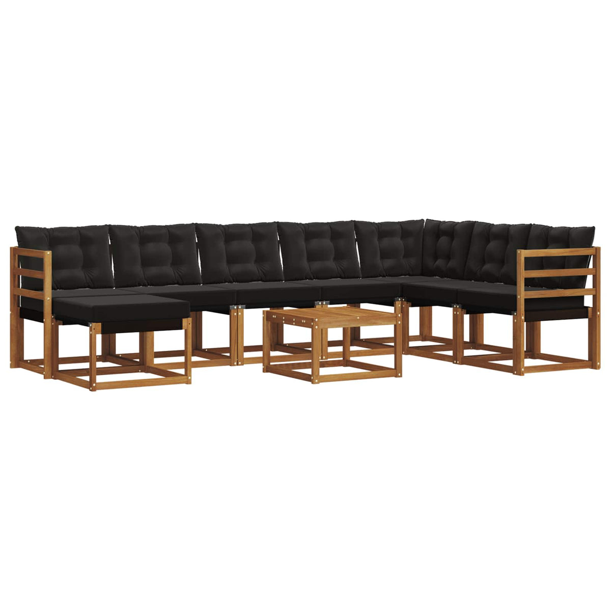Set vanjskih sofa 9 kom. Prirodna i crna