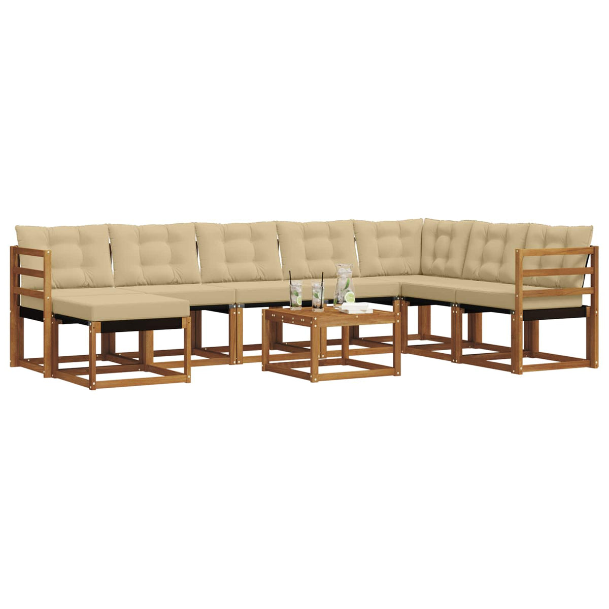 Set vanjskih sofa 9 kom. Prirodna i bež