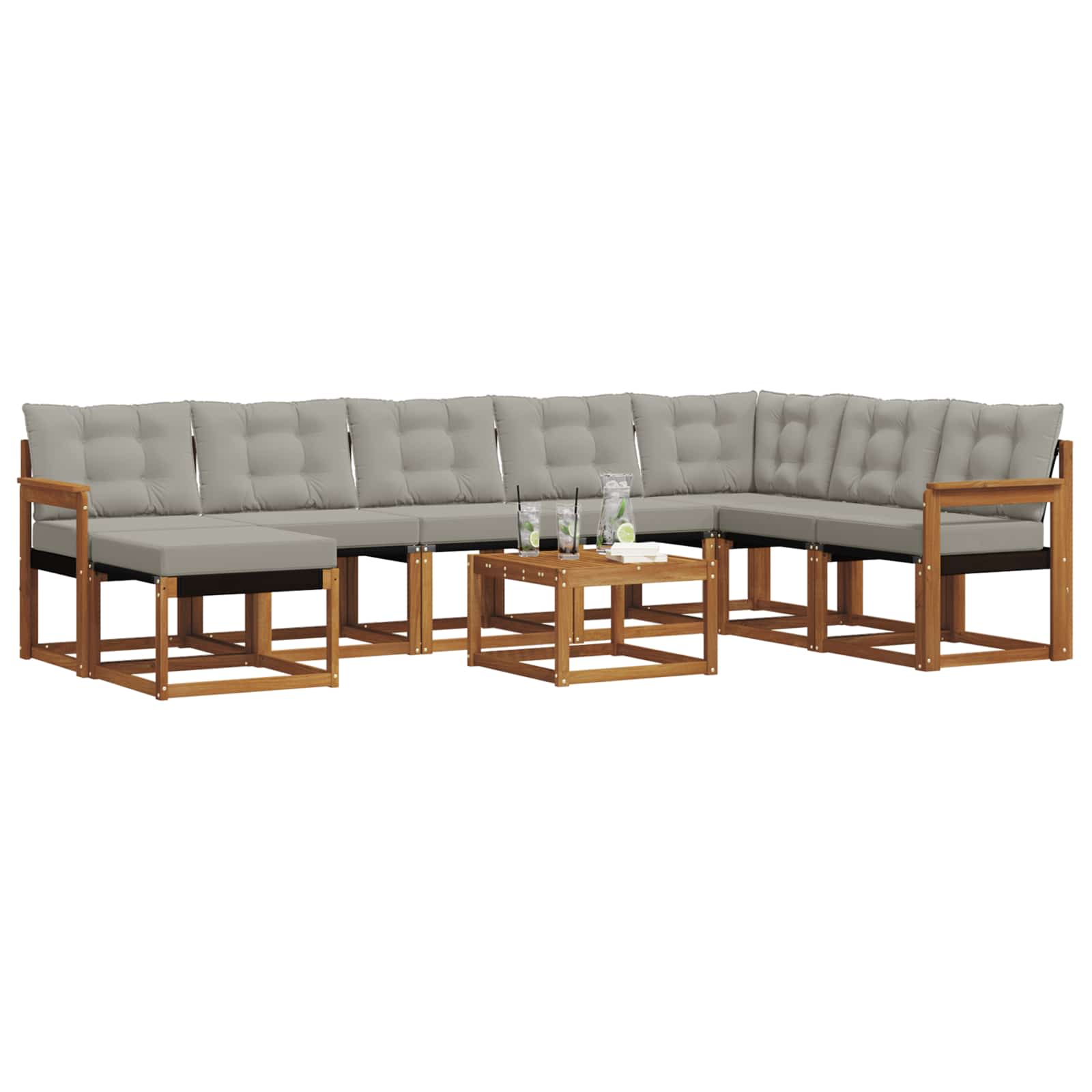 Set vanjskih sofa 9 kom. Prirodna i svjetlosiva