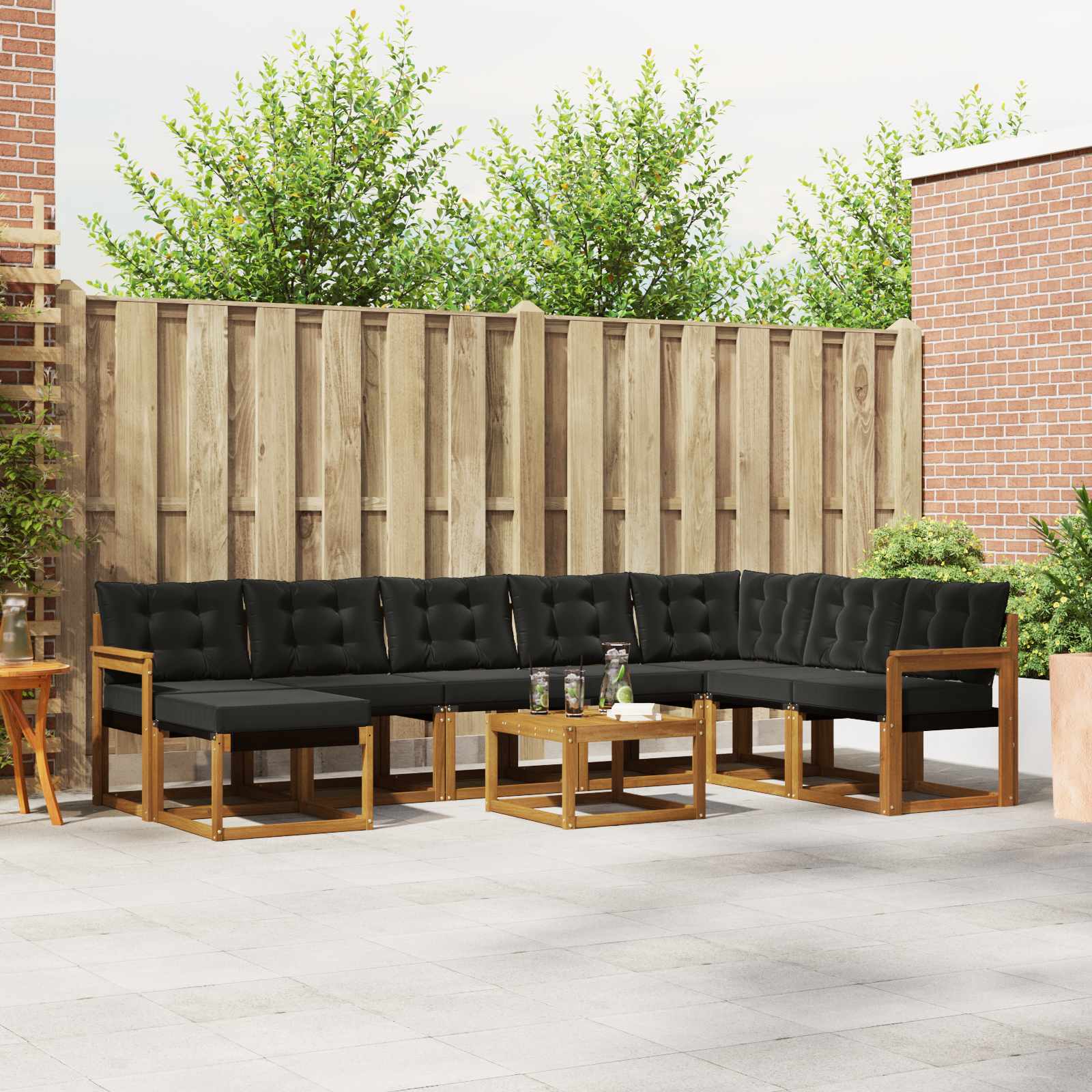 Set vanjskih sofa 9 kom. Prirodna i crna