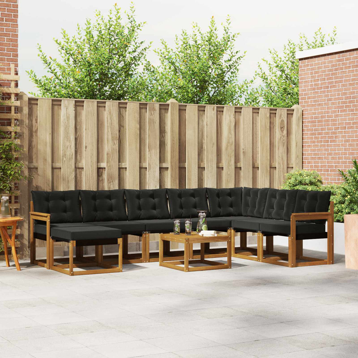 Set vanjskih sofa 9 kom. Prirodna i crna