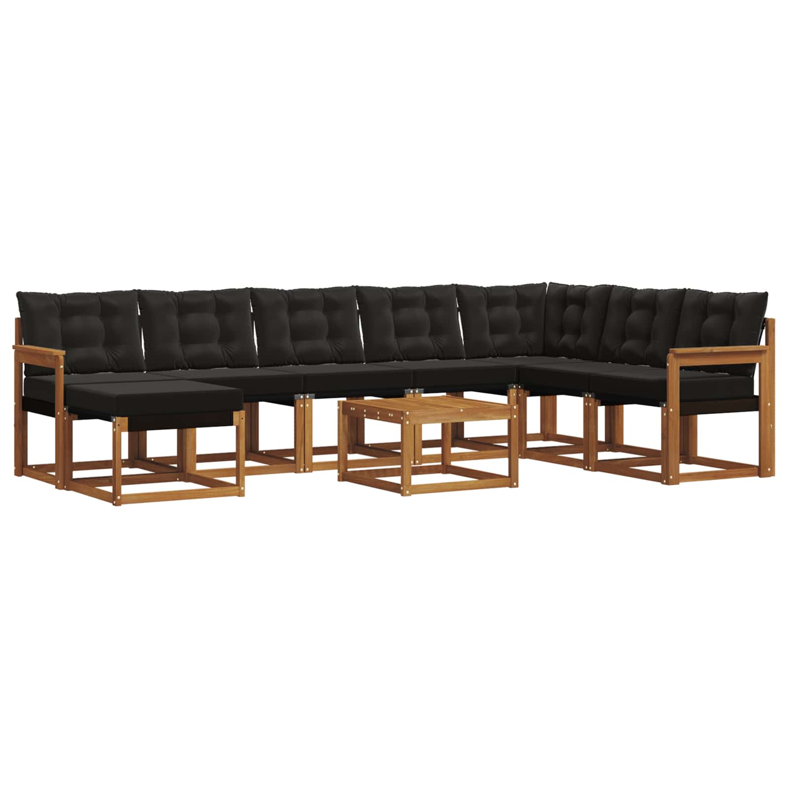 Set vanjskih sofa 9 kom. Prirodna i crna