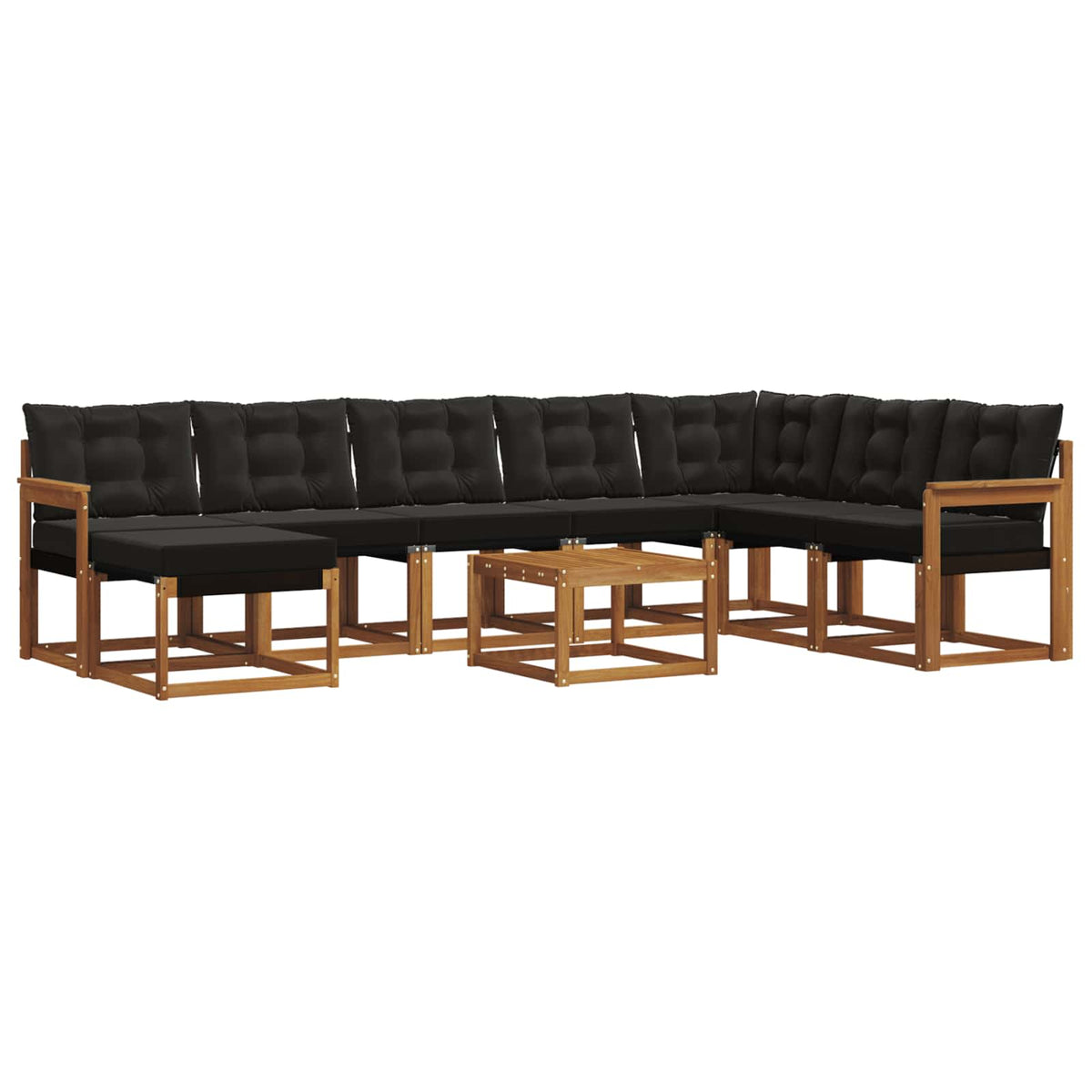 Set vanjskih sofa 9 kom. Prirodna i crna