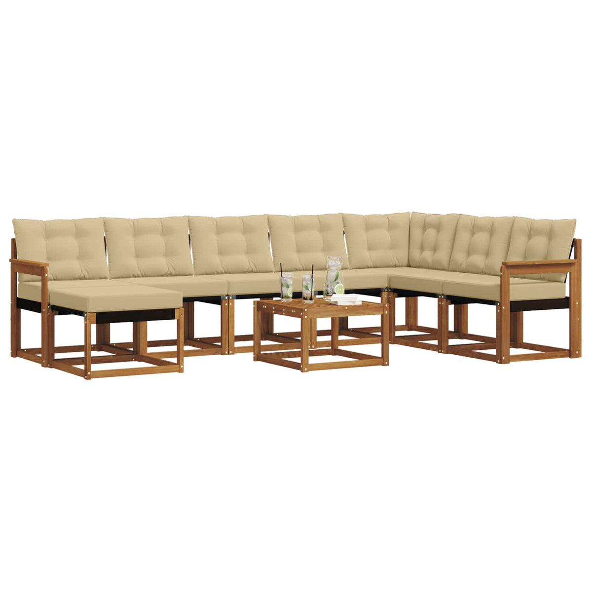 Set vanjskih sofa 9 kom. Prirodna i bež