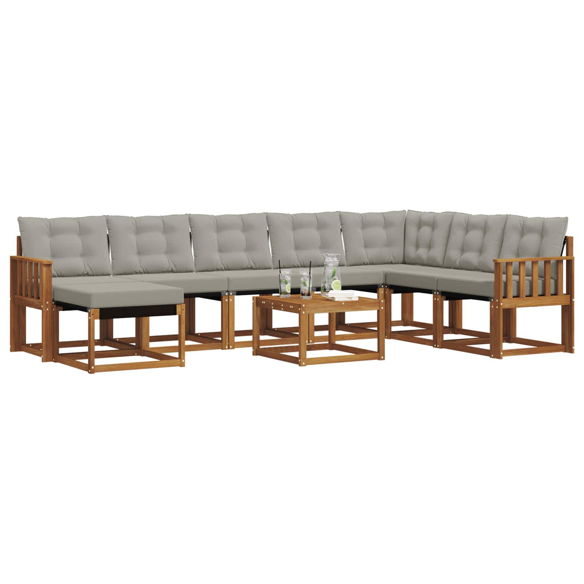 Set vanjskih sofa 9 kom. Prirodna i svjetlosiva