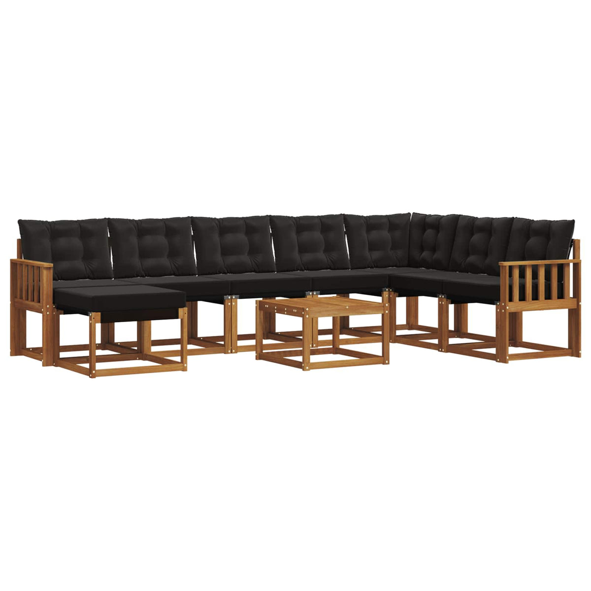 Set vanjskih sofa 9 kom. Prirodna i crna