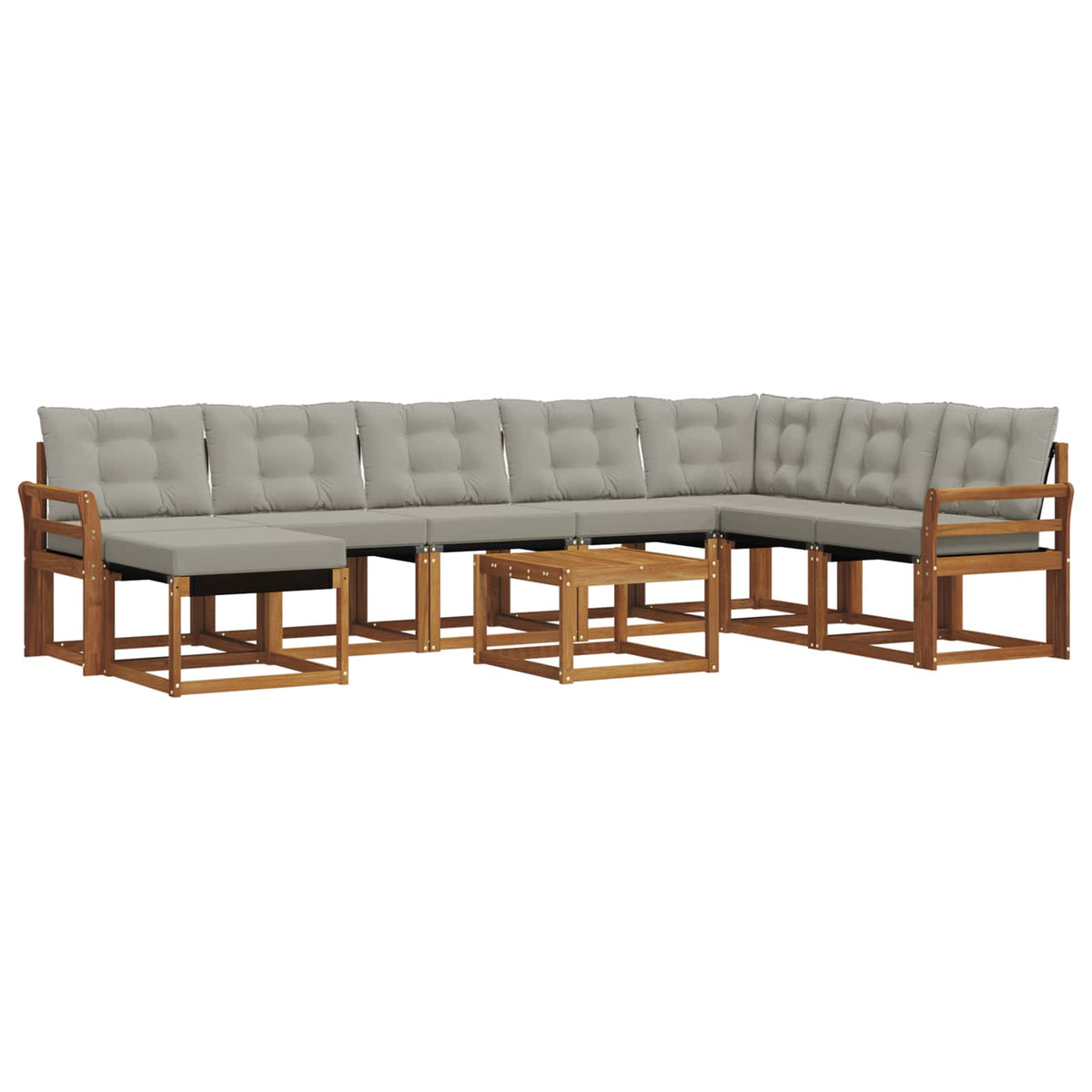 Set vanjskih sofa 9 kom. Prirodna i svjetlosiva