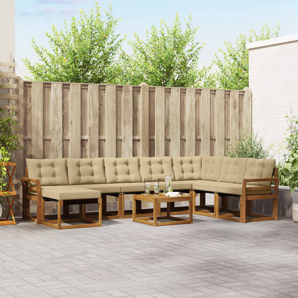 Set vanjskih sofa 9 kom. Prirodna i bež