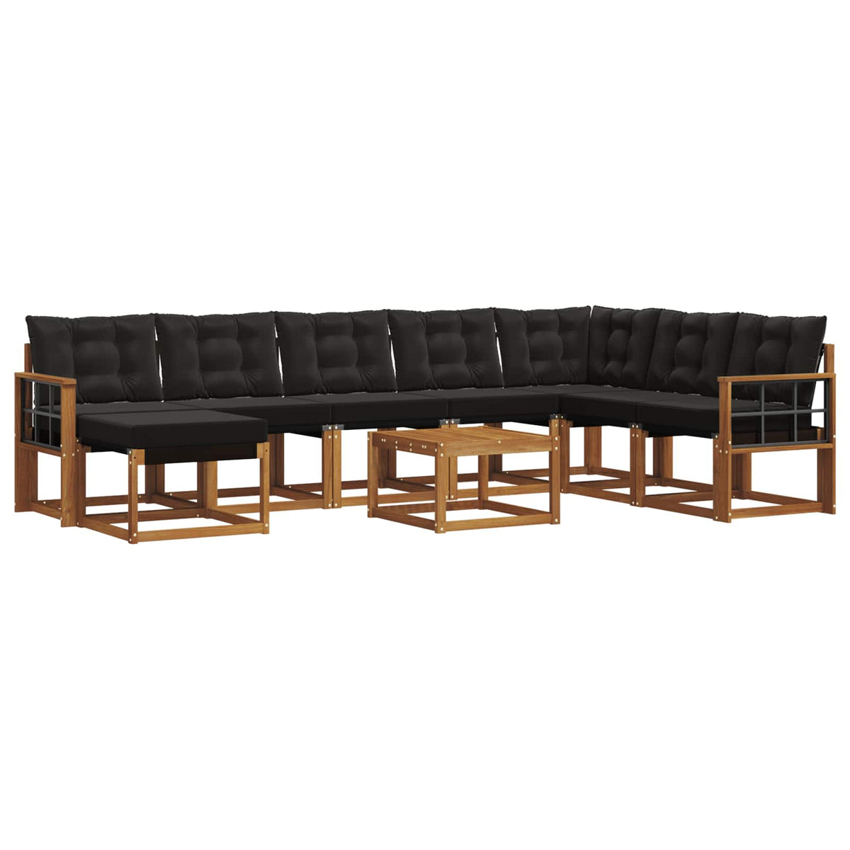 Set vanjskih sofa 9 kom. Prirodna i crna