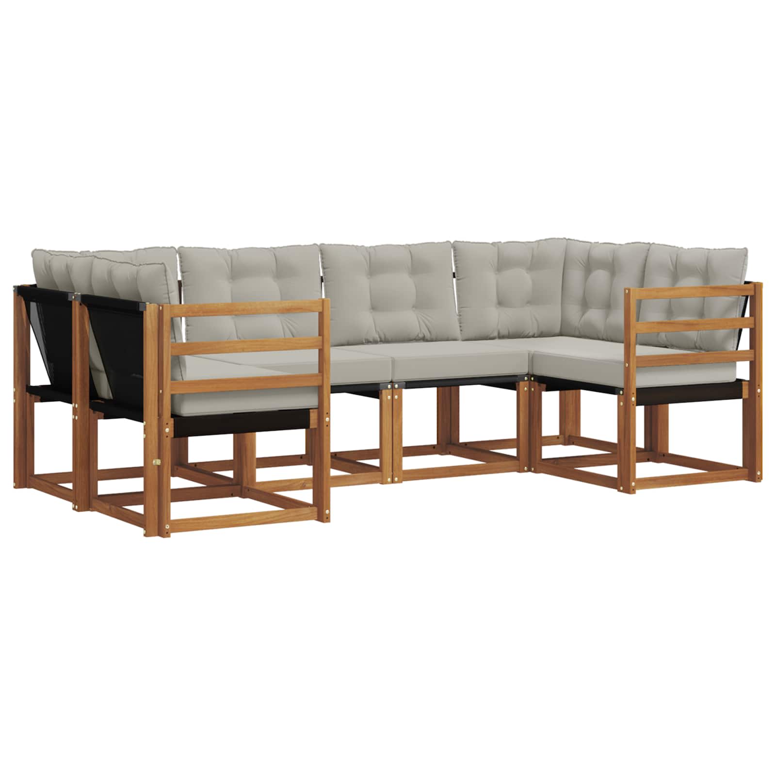 Set vanjskih sofa s jastukom 6 pcs Prirodna i svjetlosiva