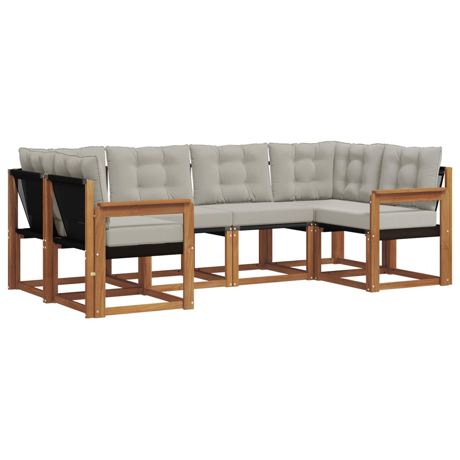 Set vanjskih sofa s jastukom 6 pcs Prirodna i svjetlosiva
