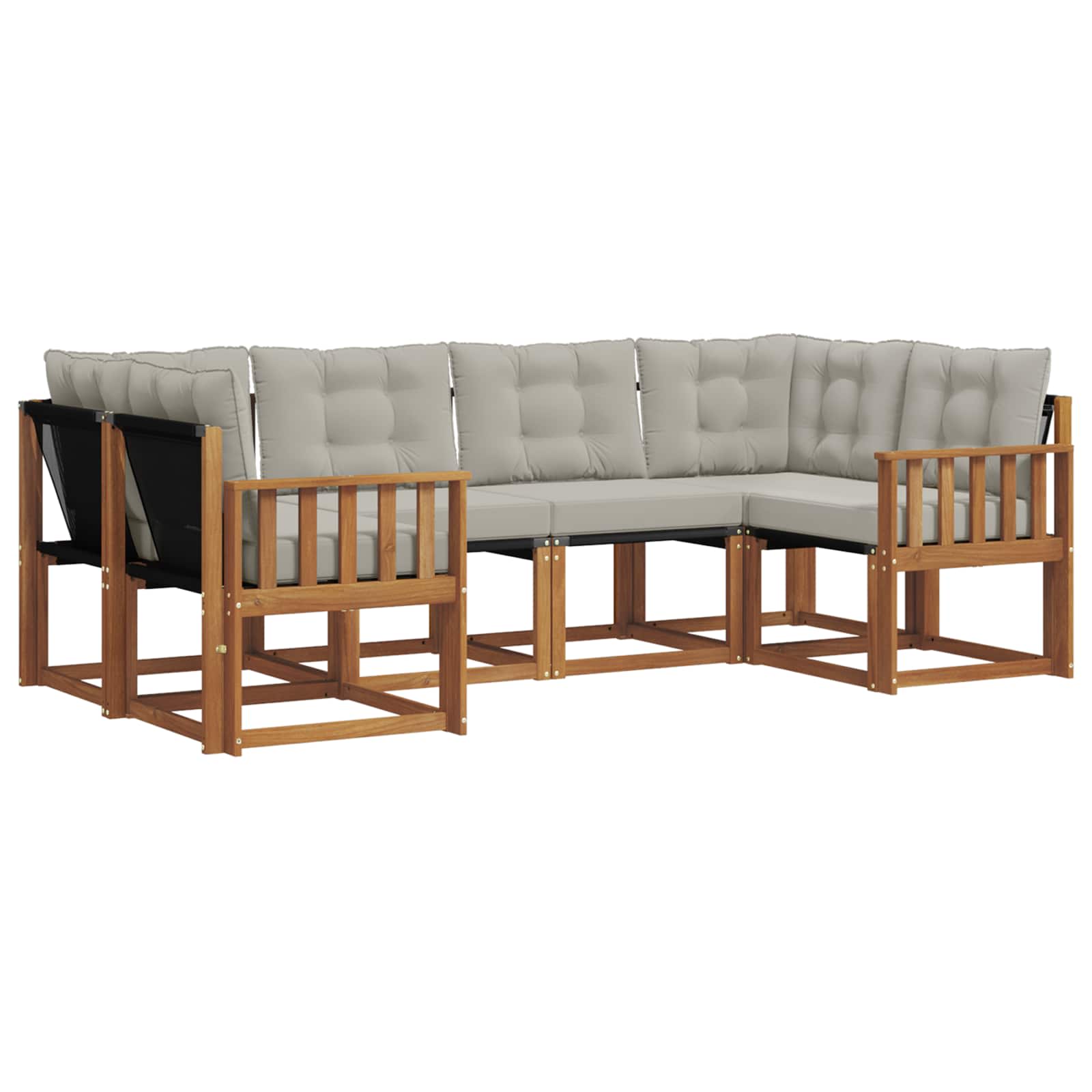 Set vanjskih sofa s jastukom 6 pcs Prirodna i svjetlosiva