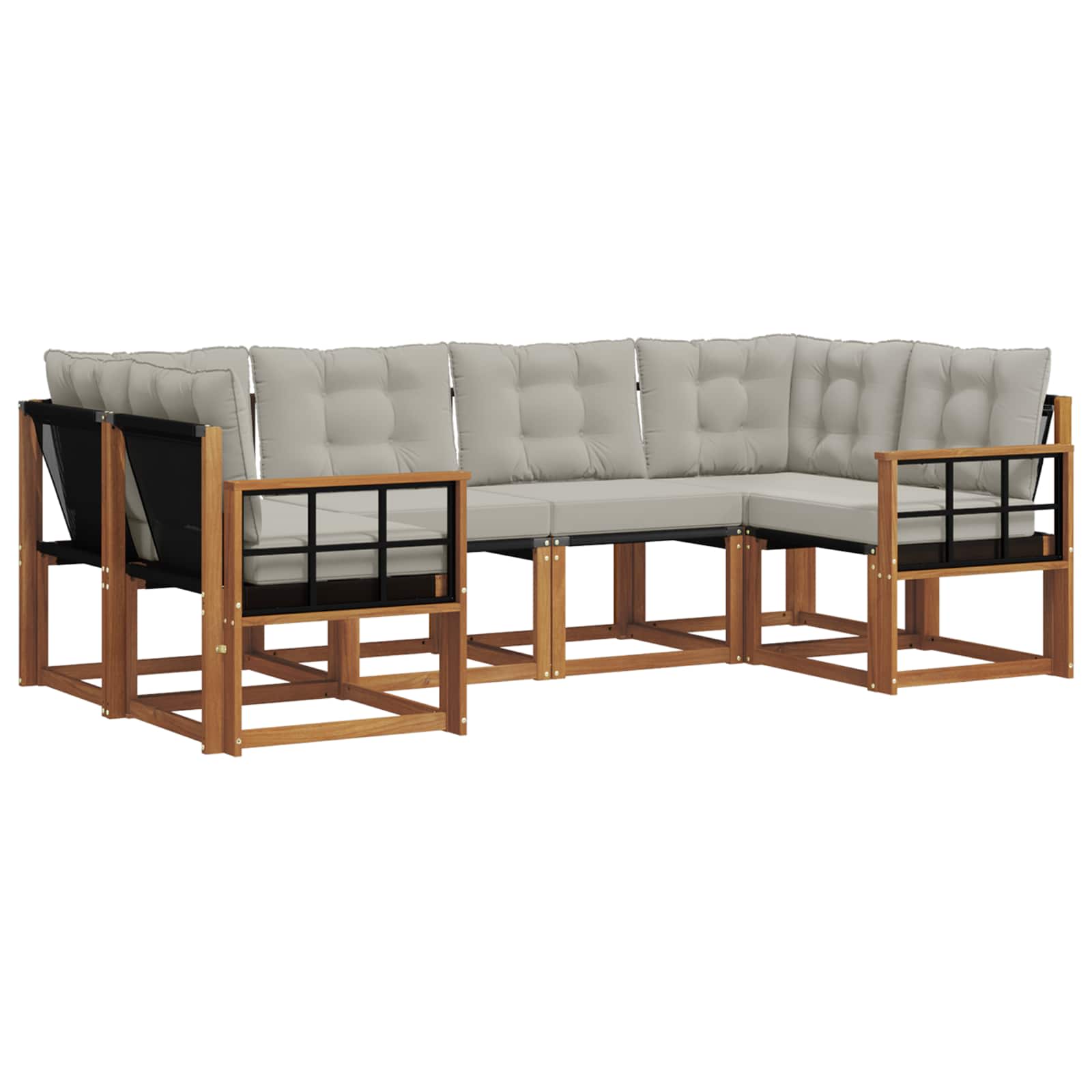Set vanjskih sofa s jastukom 6 pcs Prirodna i svjetlosiva