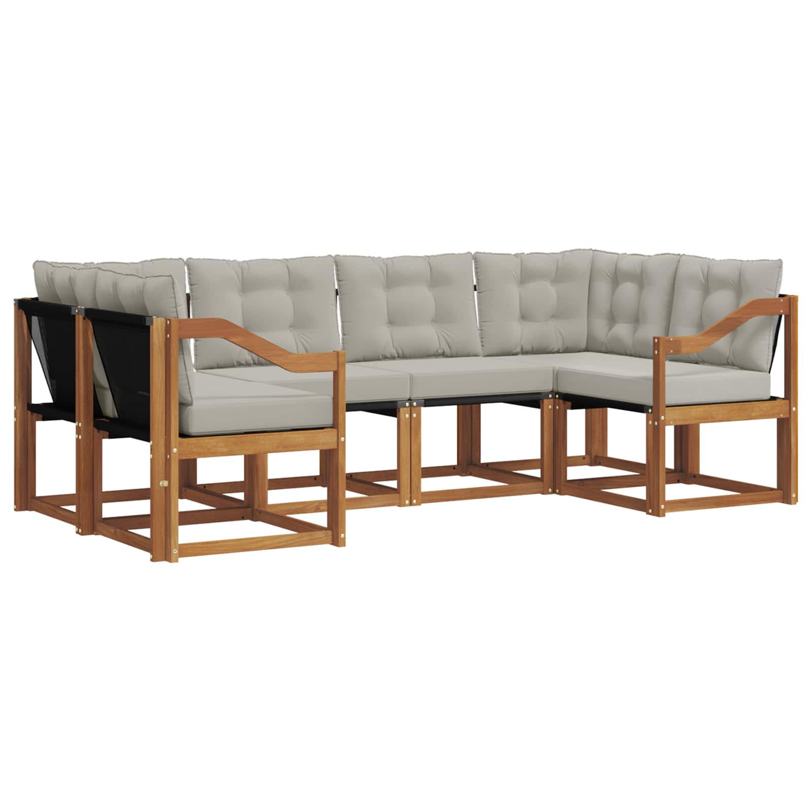 Set vanjskih sofa s jastukom 6 pcs Prirodna i svjetlosiva