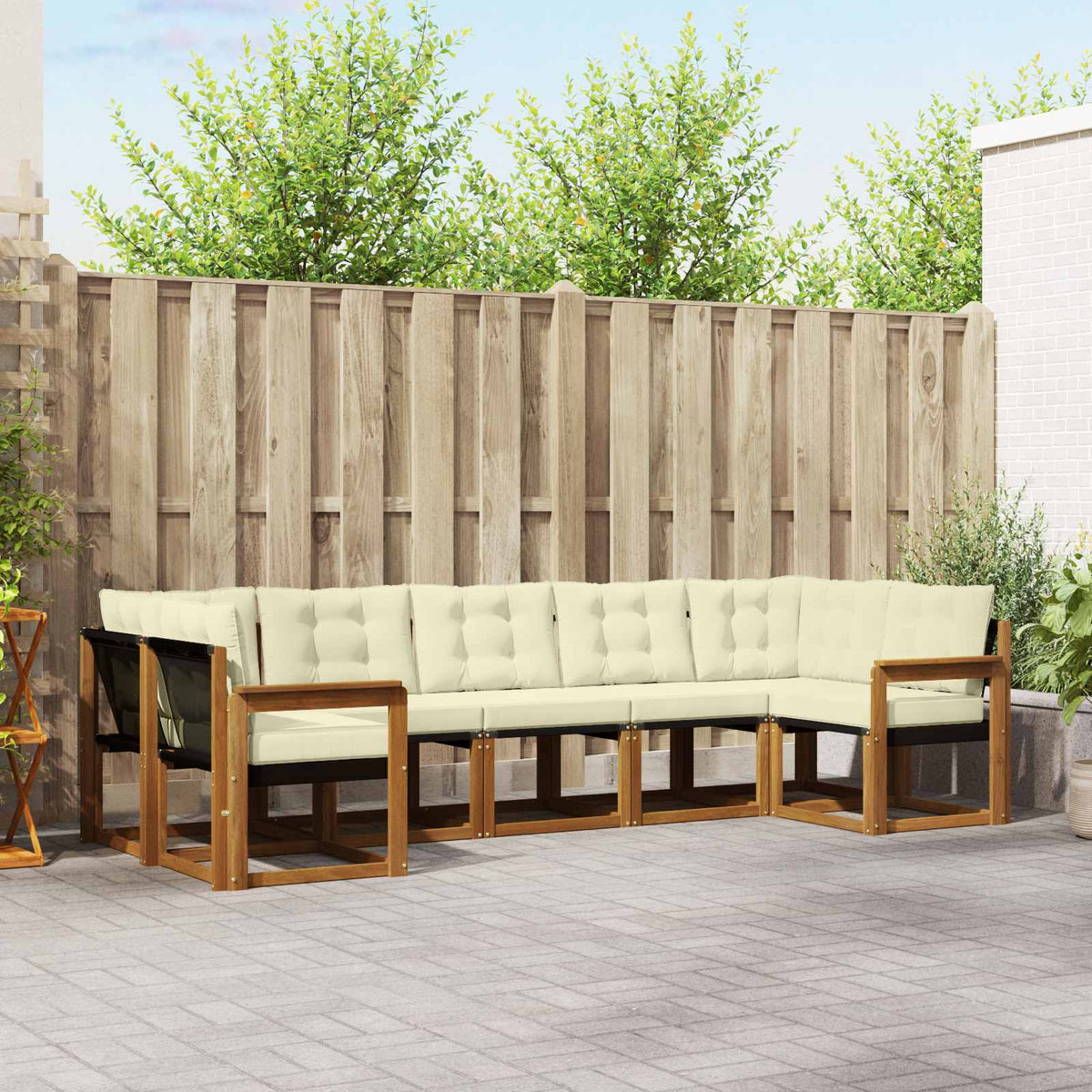 Set vanjskih sofa s jastukom 7 pcs Prirodna i krem