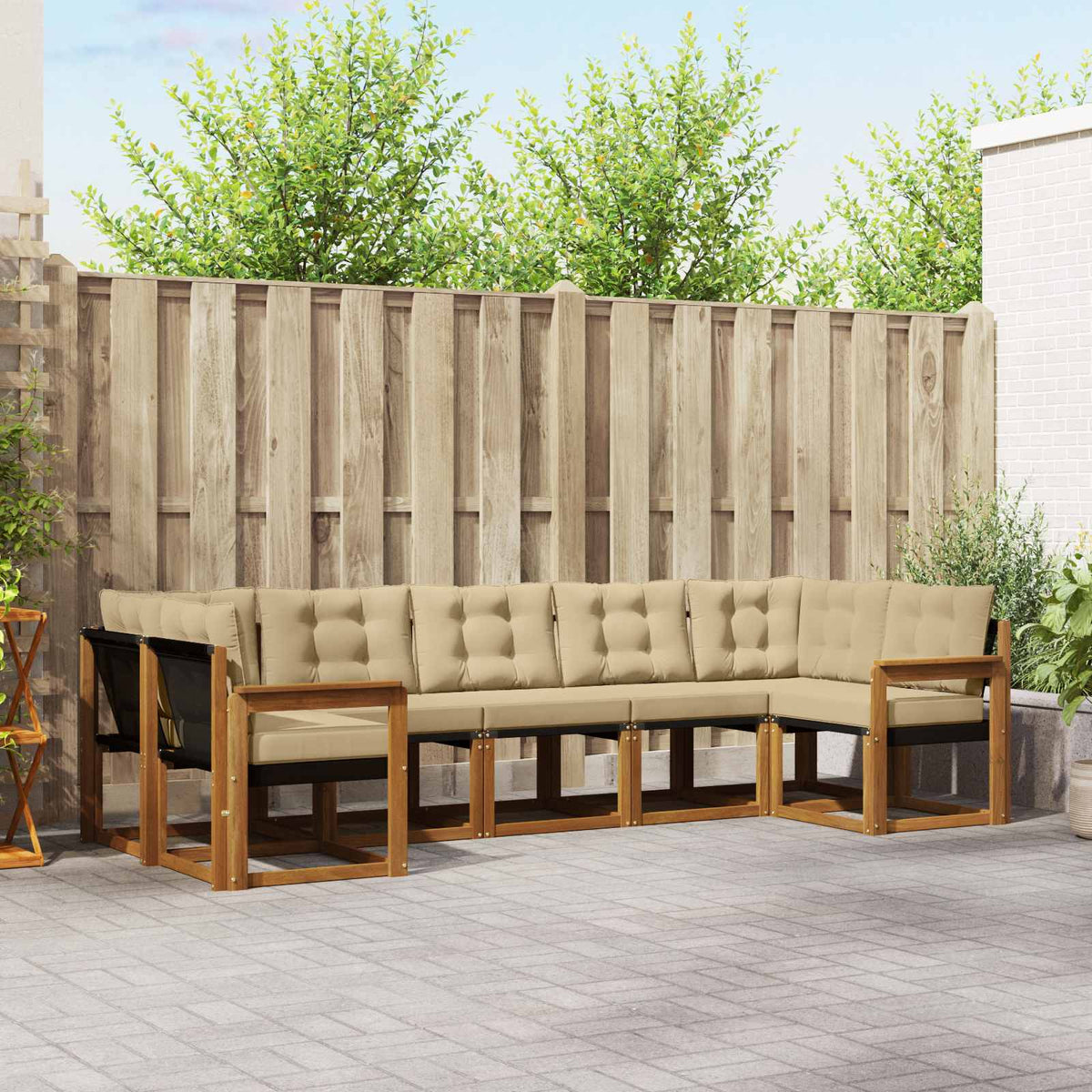 Set vanjskih sofa s jastukom 7 pcs Prirodna i bež