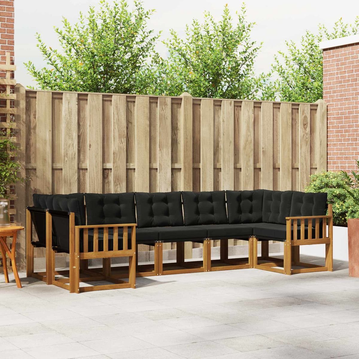 Set vanjskih sofa s jastukom 7 pcs Prirodna i crna