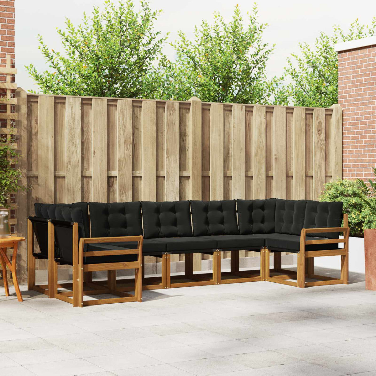 Set vanjskih sofa s jastukom 7 pcs Prirodna i crna