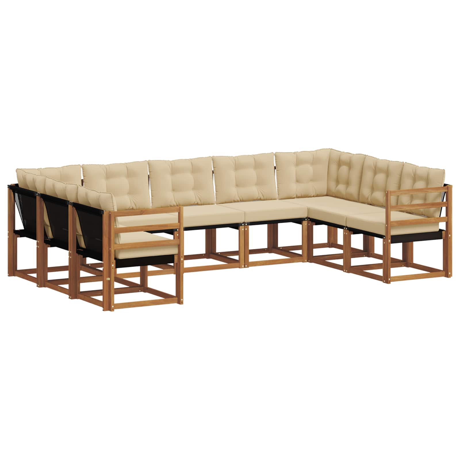 Set vanjskih sofa 9 pcs Prirodna i bež Čvrsto drvo akacije