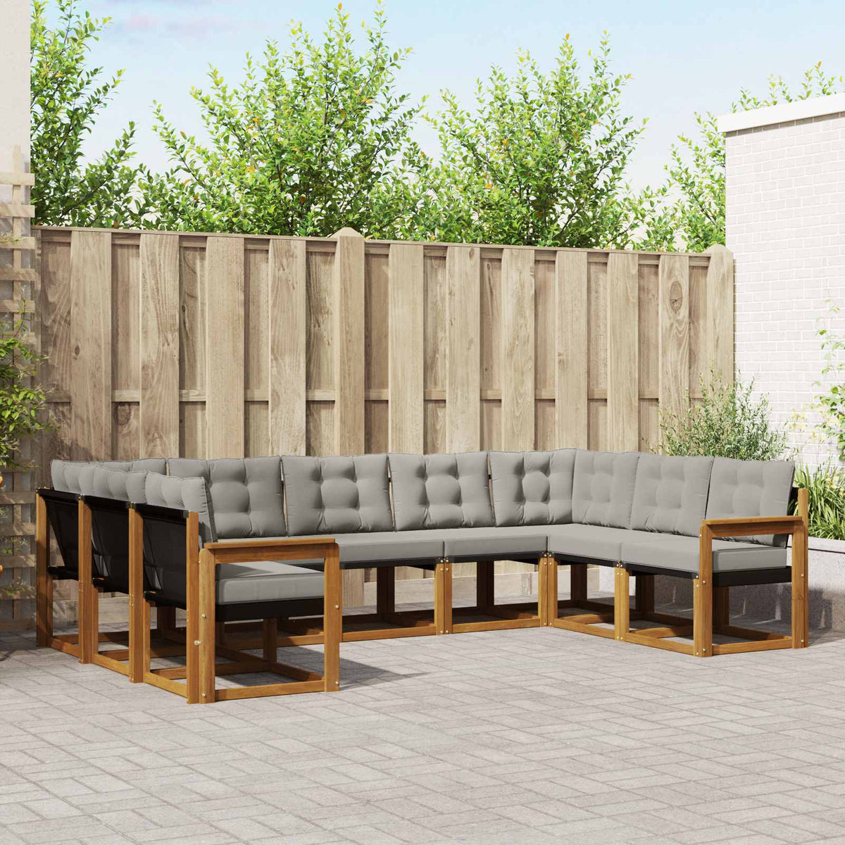 Set vanjskih sofa 9 kom. Prirodna i svijetlo siva