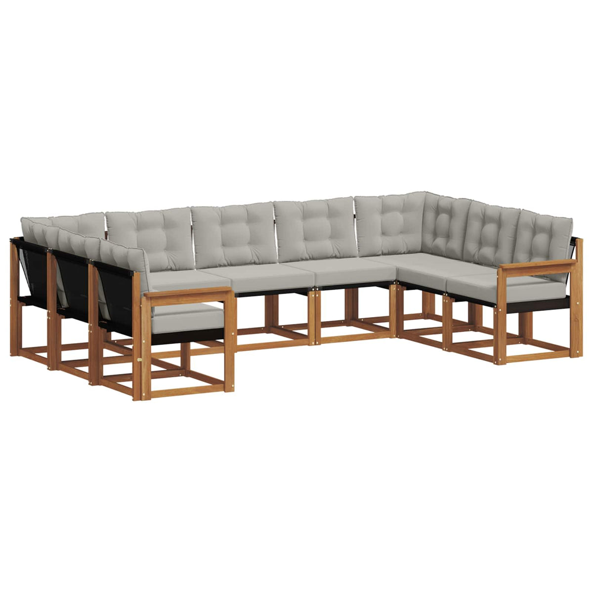 Set vanjskih sofa 9 kom. Prirodna i svijetlo siva