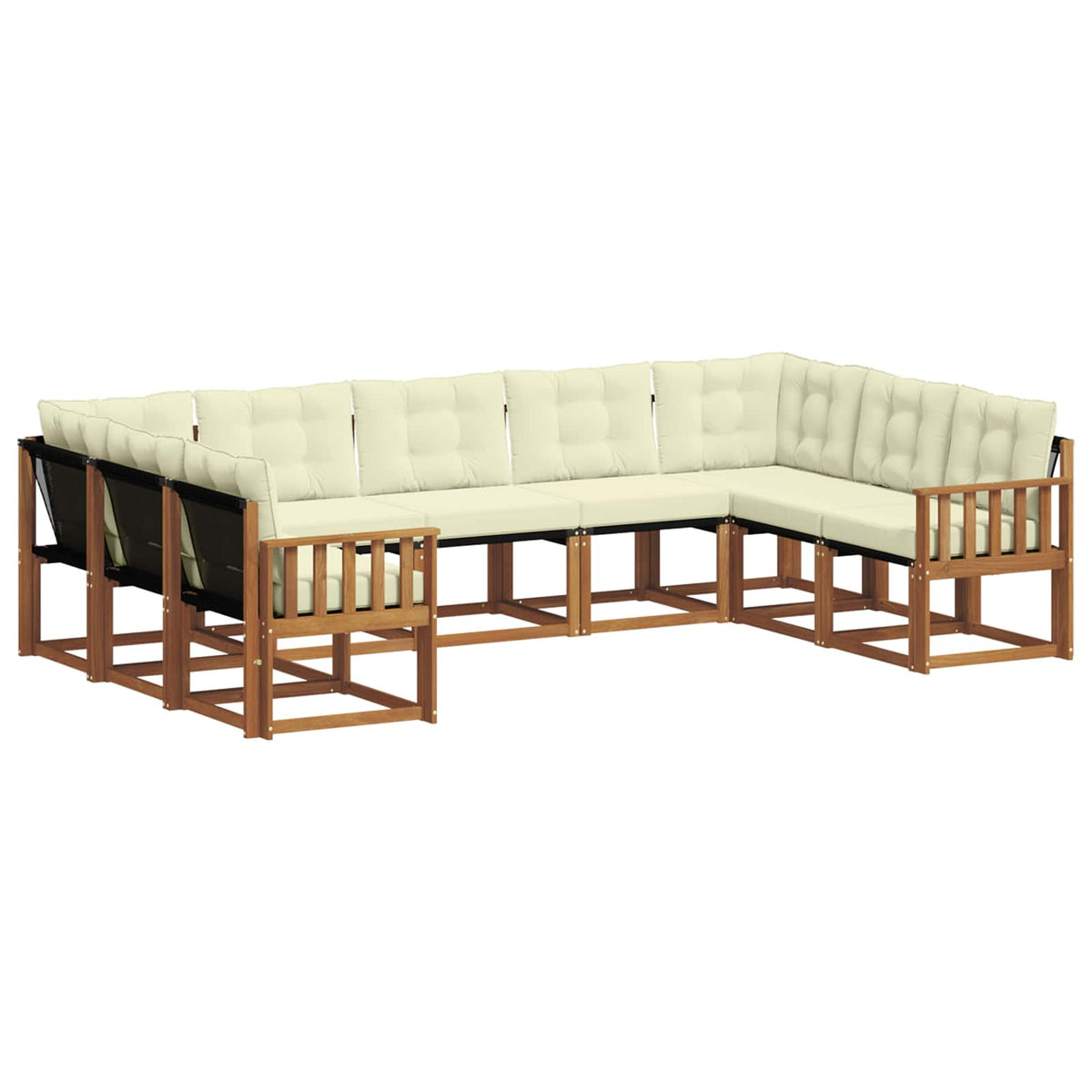 Set vanjskih sofa 9 pcs Prirodna i krem Čvrsto drvo akacije