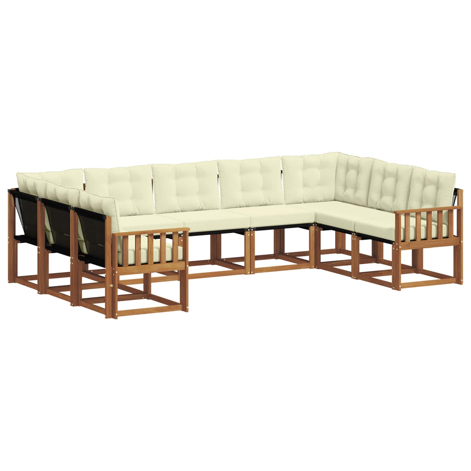 Set vanjskih sofa 9 pcs Prirodna i krem Čvrsto drvo akacije