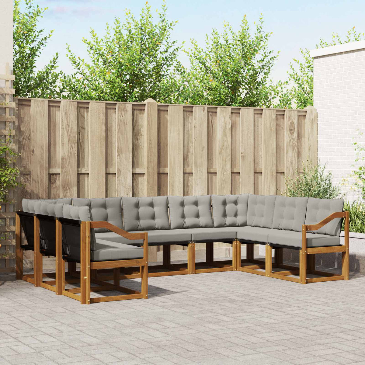 Set vanjskih sofa 9 kom. Prirodna i svijetlo siva