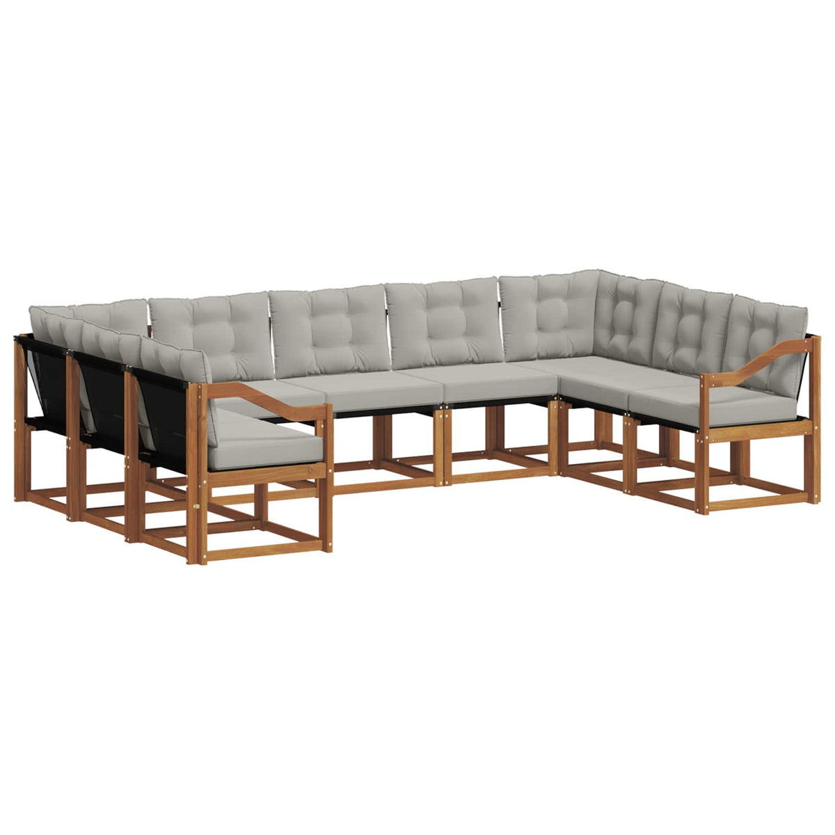 Set vanjskih sofa 9 kom. Prirodna i svijetlo siva