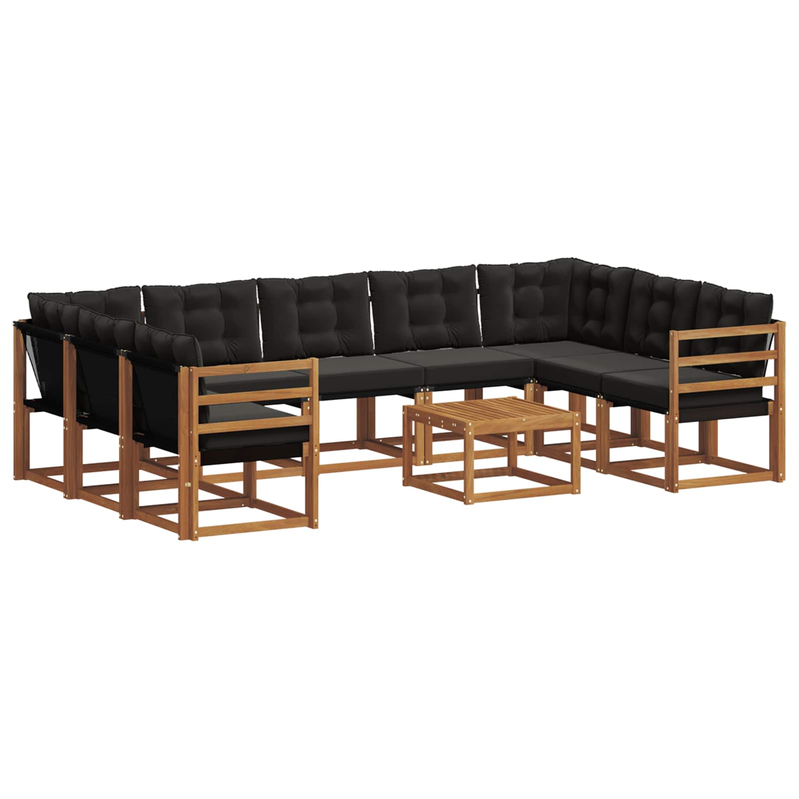 Set vanjskih sofa s jastukom 10 pcs Prirodna i crna