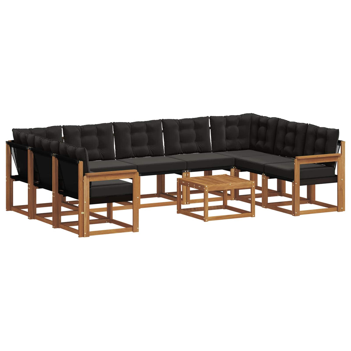 Set vanjskih sofa s jastukom 10 pcs Prirodna i crna