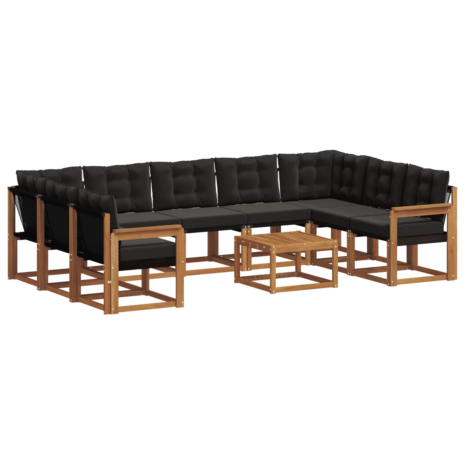 Set vanjskih sofa s jastukom 10 pcs Prirodna i crna