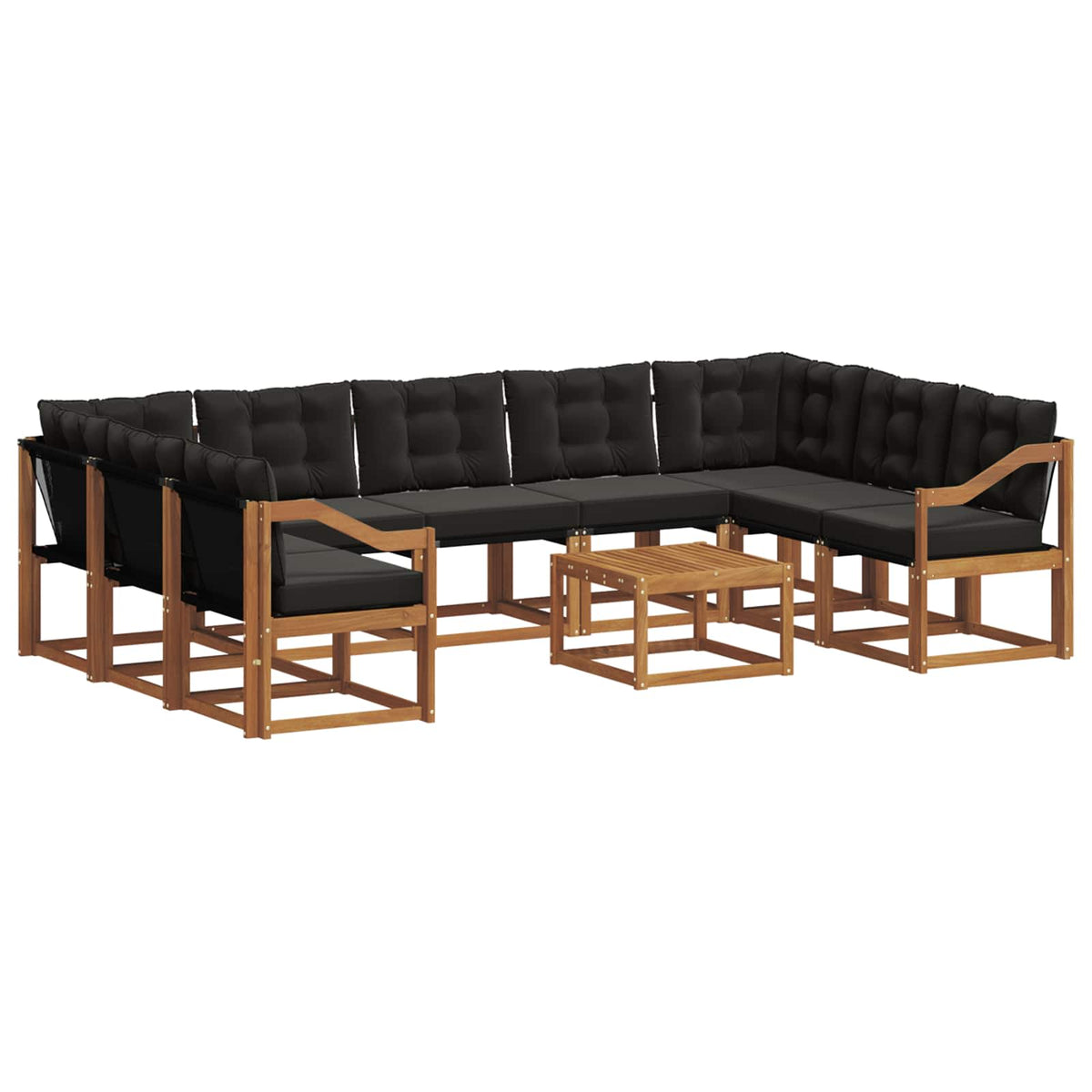 Set vanjskih sofa s jastukom 10 pcs Prirodna i crna