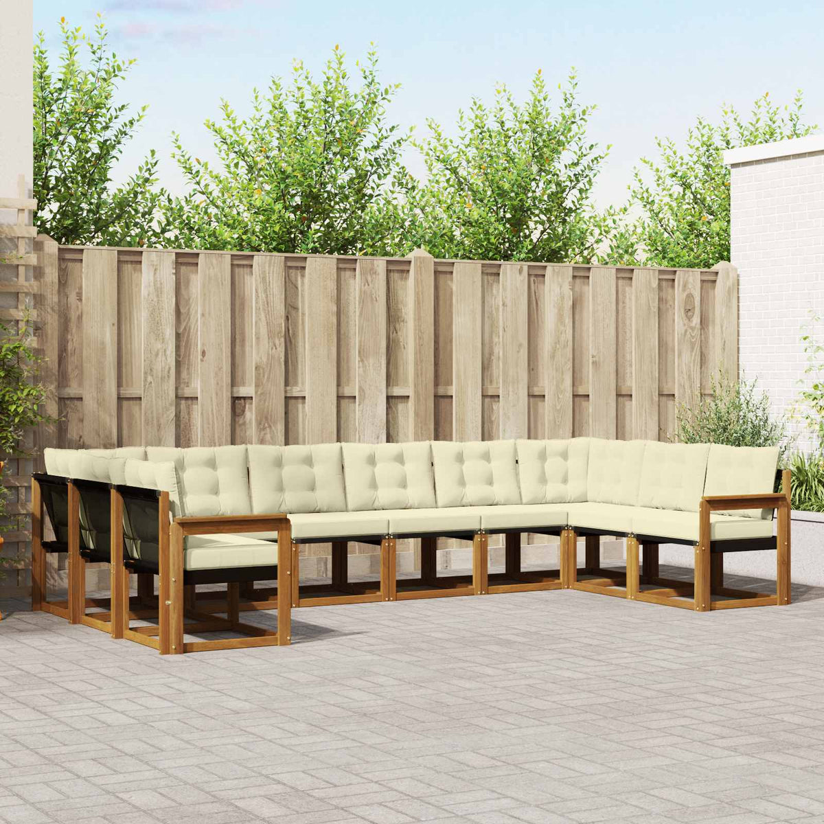 Set vanjskih sofa 10 kom. Prirodna i krem